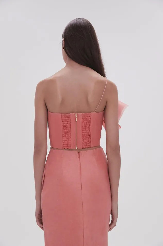 Women Flame Crop Top Guava Pink Aje Tops