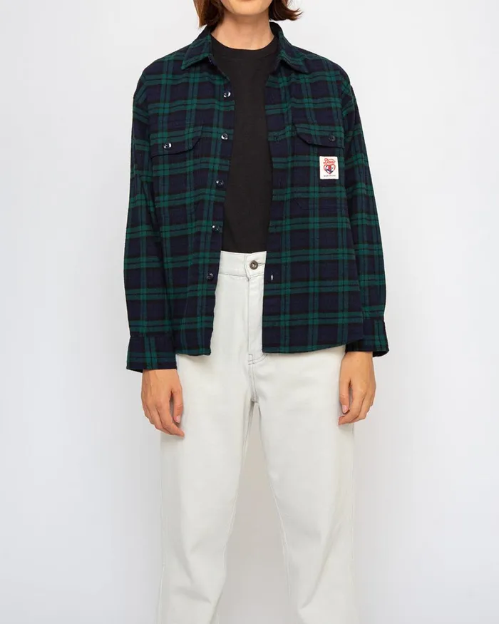 Women Flannel Check Shirt 8211 Green Check Deus Ex Machina Shirts