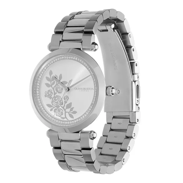 Women Floral Watches Olivia Burton 34mm Floral TBar White and Silver Bracelet Watch Women Floral Watches Olivia Burton 34mm Floral TBar White and Silver Bracelet Watch