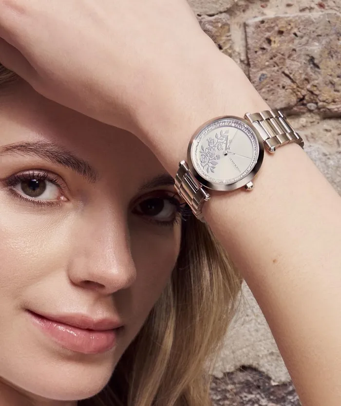 Women Floral Watches Olivia Burton 34mm Floral TBar White and Silver Bracelet Watch Women Floral Watches Olivia Burton 34mm Floral TBar White and Silver Bracelet Watch