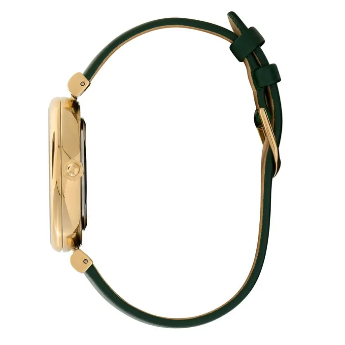 Women Floral Watches Olivia Burton 36mm Dogwood TBar Gold and Green Leather Strap Watch Women Floral Watches Olivia Burton 36mm Dogwood TBar Gold and Green Leather Strap Watch