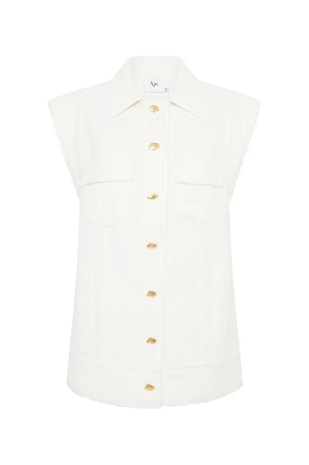 Women Frontier Oversized Vest Ivory Aje Blazers Jackets and Coats