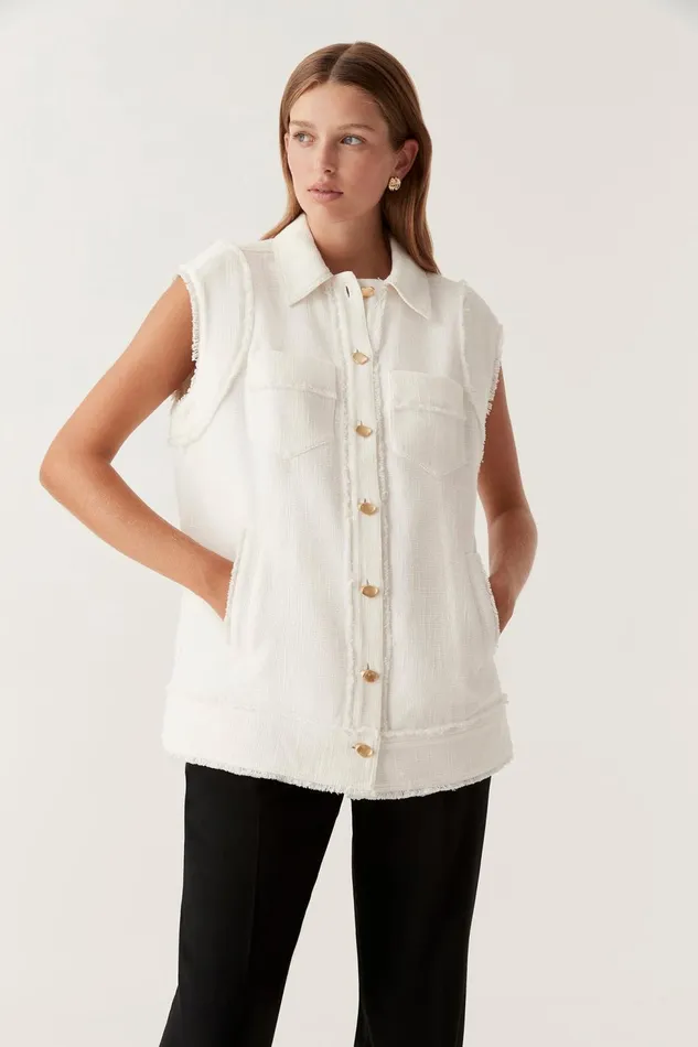 Women Frontier Oversized Vest Ivory Aje Blazers Jackets and Coats