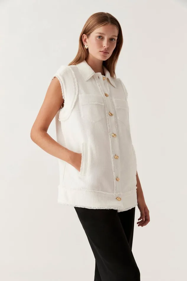Women Frontier Oversized Vest Ivory Aje Blazers Jackets and Coats