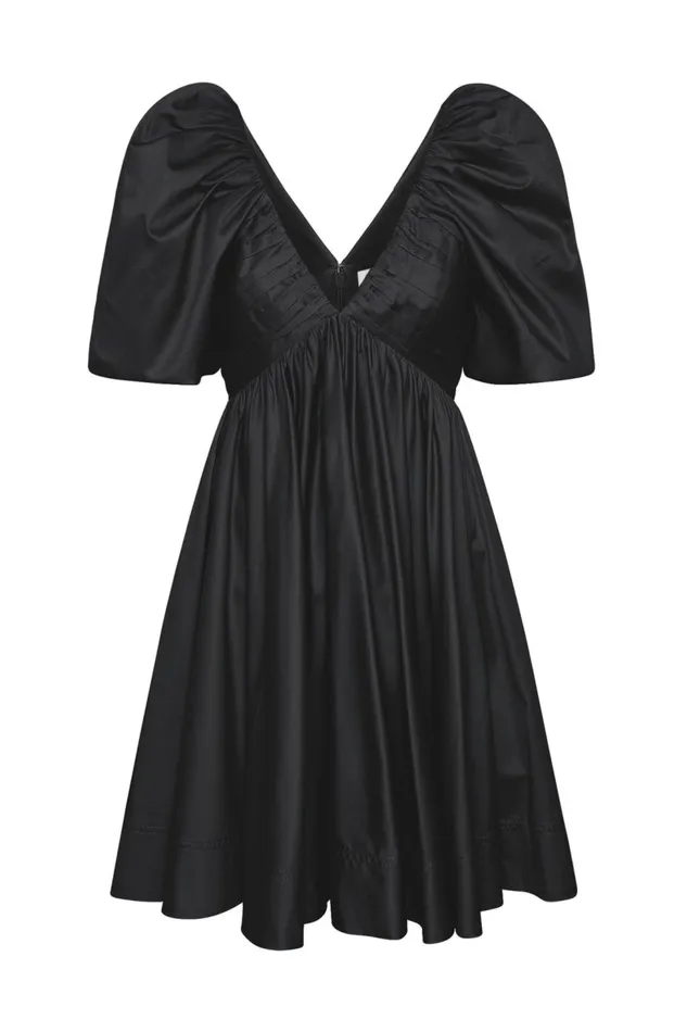 Women Gabrielle Plunge Mini Dress Black Aje Dresses