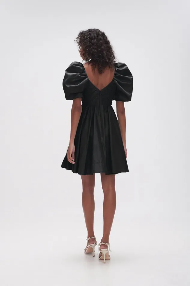 Women Gabrielle Plunge Mini Dress Black Aje Dresses