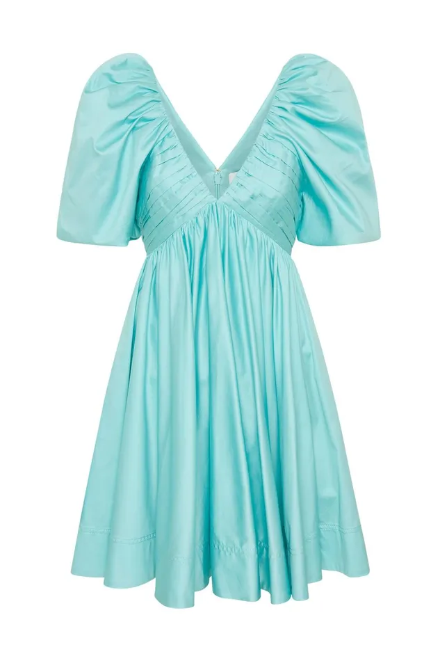 Women Gabrielle Plunge Mini Dress Spearmint Blue Aje Dresses