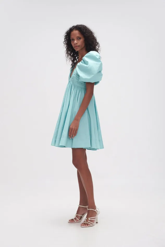 Women Gabrielle Plunge Mini Dress Spearmint Blue Aje Dresses