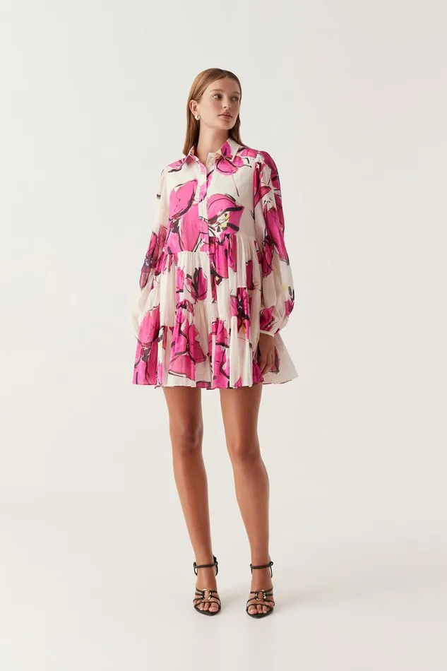 Women Georgia Smock Mini Dress Falling Florals Aje Dresses