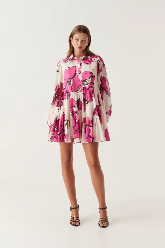 Women Georgia Smock Mini Dress Falling Florals Aje Dresses