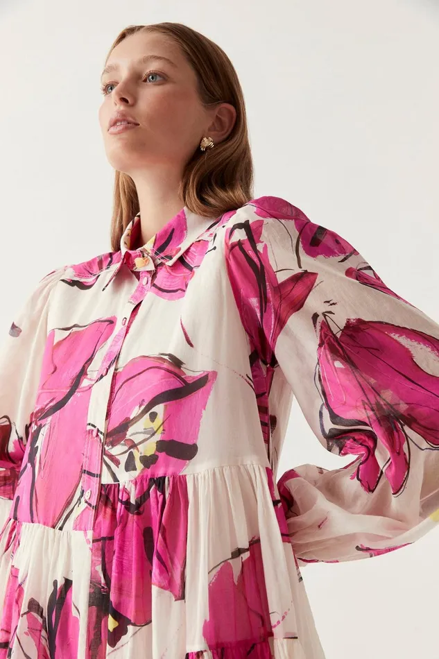 Women Georgia Smock Mini Dress Falling Florals Aje Dresses