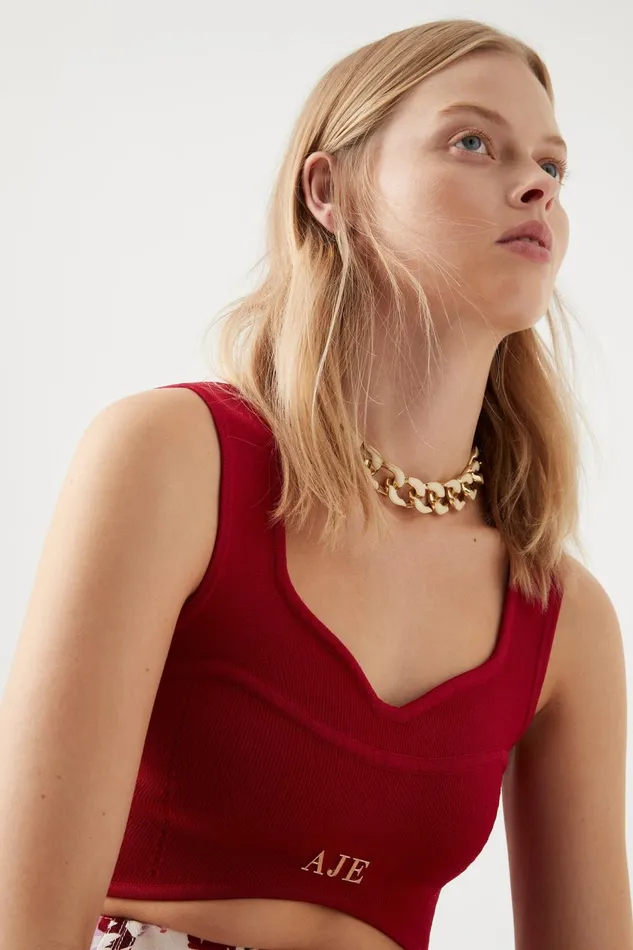 Women Glaze Chunky Chain Resin Necklace Goldwhite Aje Jewellery