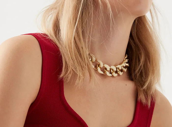 Women Glaze Chunky Chain Resin Necklace Goldwhite Aje Jewellery