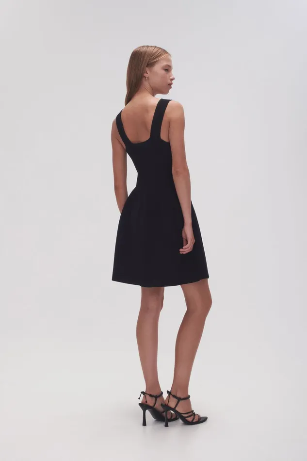 Women Goldfoil Metal Bar Mini Dress Black Aje Dresses