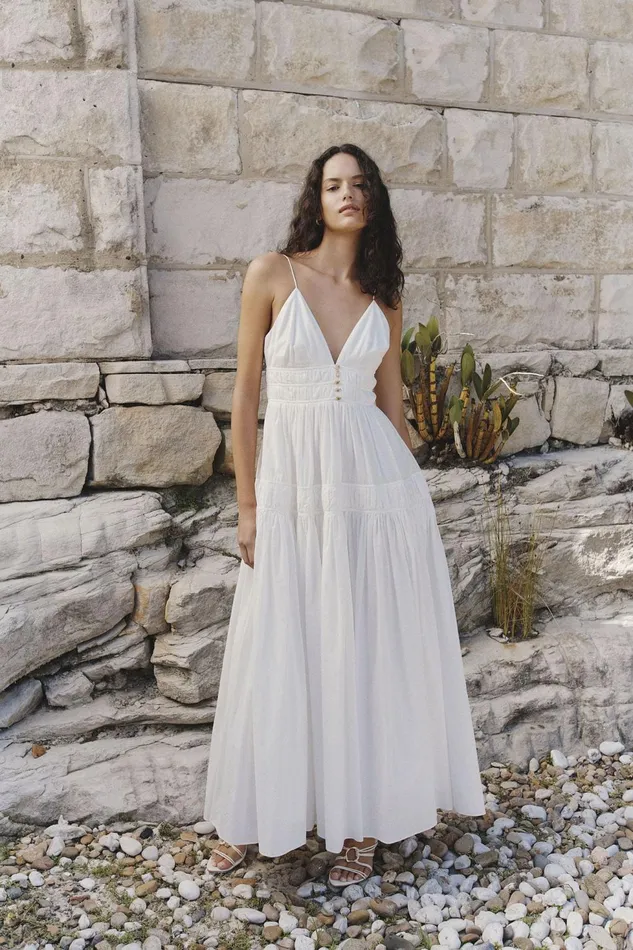 Women Grace Tiered Maxi Dress Ivory Aje Dresses