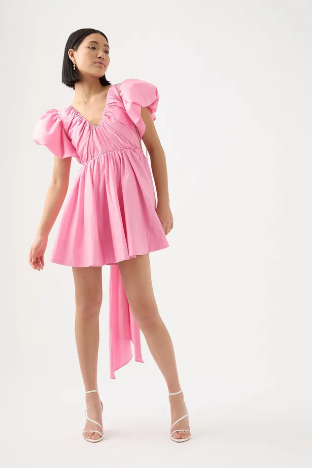 Women Gretta Bow Back Mini Dress Ballet Pink Aje Dresses