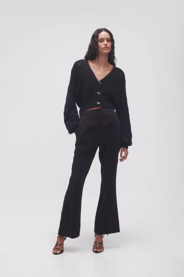 Women Grooves Lace Stitch Cardigan Black Aje Knitwear and Jumpers