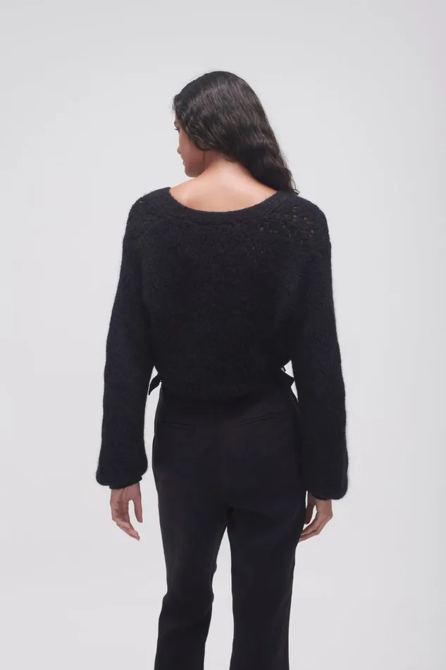 Women Grooves Lace Stitch Cardigan Black Aje Knitwear and Jumpers