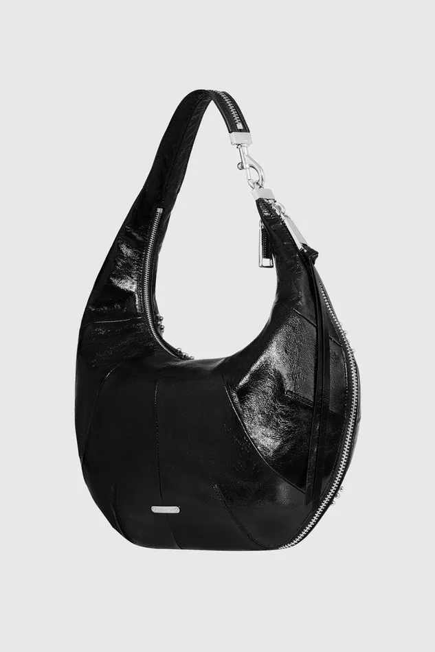 Women Hobo Bags Rebecca Minkoff Zip Around Croissant Hobo With Studs Blacksilver Women Hobo Bags Rebecca Minkoff Zip Around Croissant Hobo With Studs Blacksilver