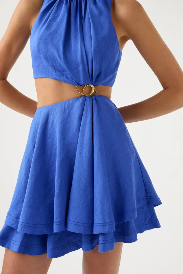 Women Holt Cut Out Ring Mini Dress Marine Blue Aje Dresses