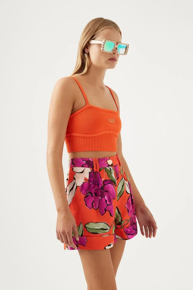 Women Holt Tuck Detail Short Vivid Camellia Aje Shorts