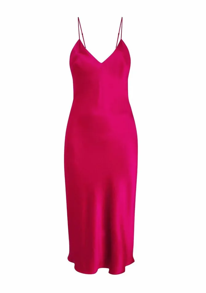 Women Honeymoon Gilda and Pearl Midi Silk Slip Dress In Hollywood Rose Pink Hollywood Rose