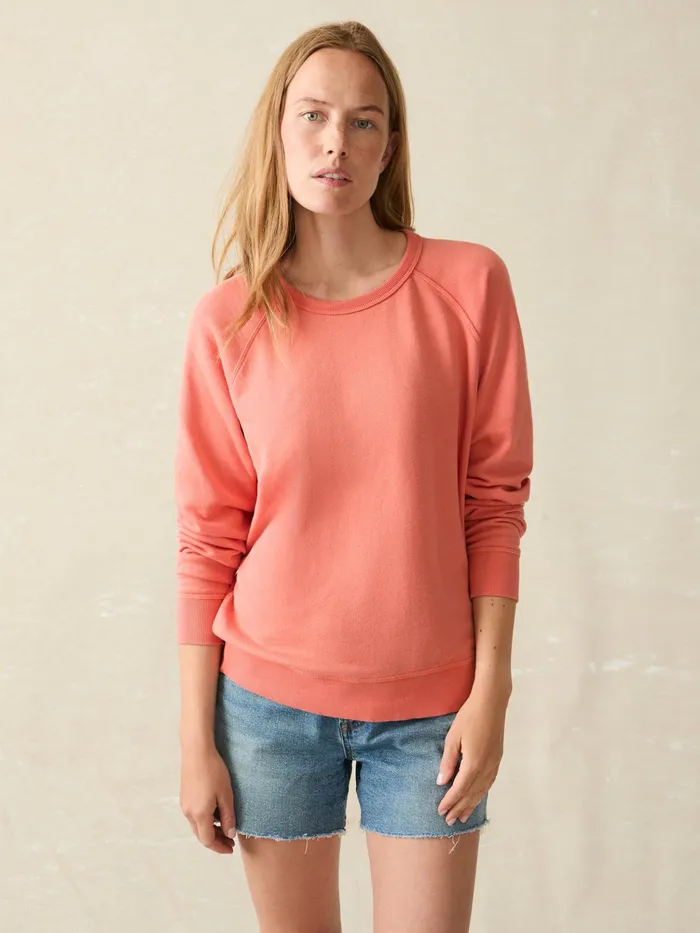 Women Hoodies and Sweatshirts Faherty Coastal Cloud Crew Hot Coral
