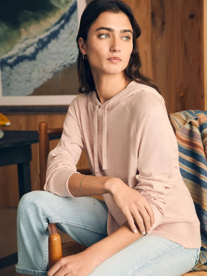 Women Hoodies and Sweatshirts Faherty Sunwashed Slub Hoodie Peach Whip