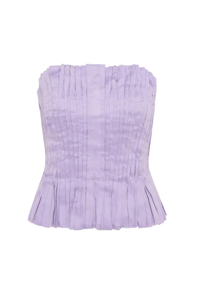 Women Horizon Pintucked Corset Top Lilac Aje Tops