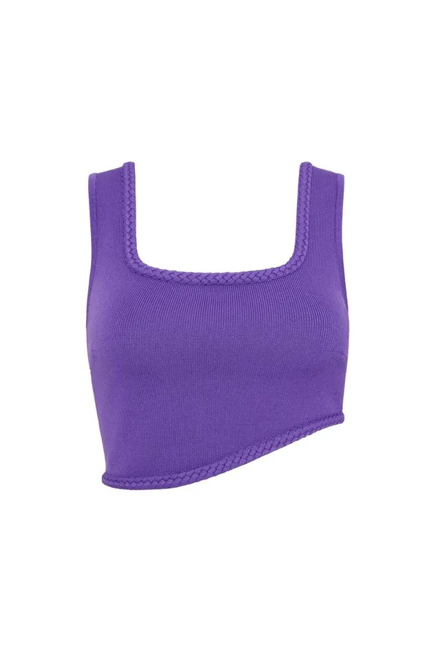 Women Hyades Braided Knit Tank Deep Violet Aje Body and Crepe Knit