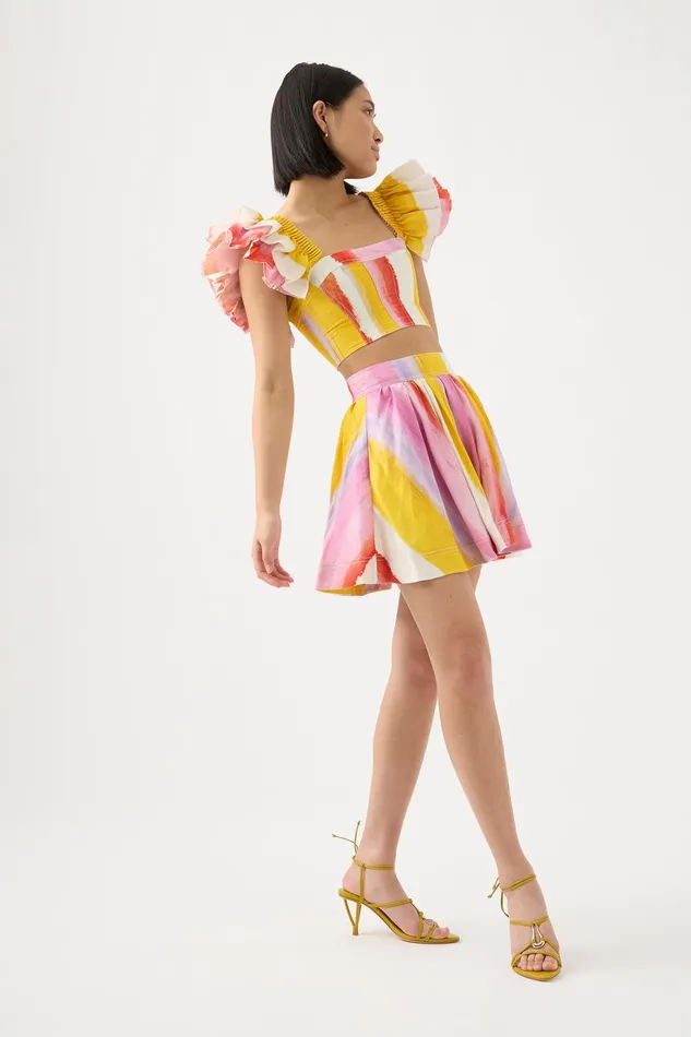 Women Imagination Frill Sleeve Top Aurora Stripe Aje Tops