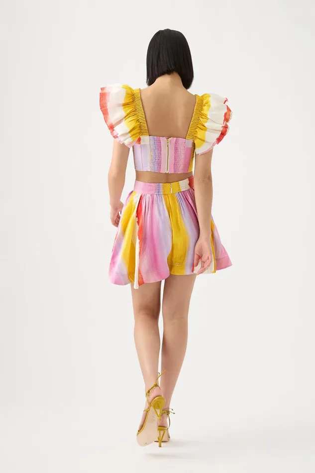 Women Imagination Frill Sleeve Top Aurora Stripe Aje Tops