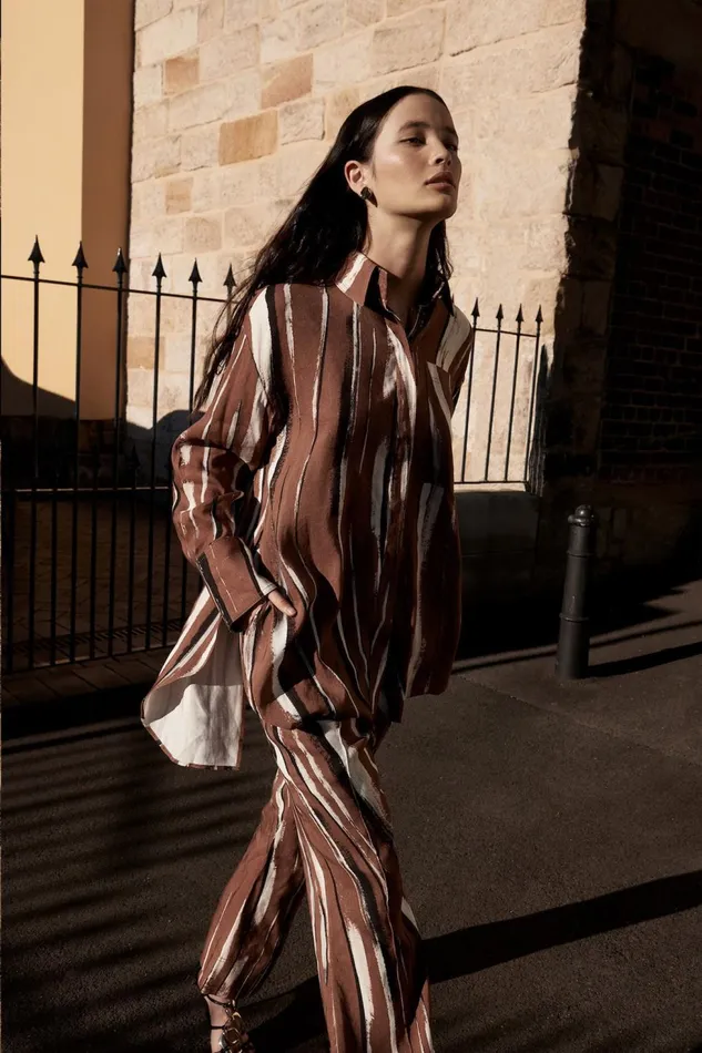 Women Imagine Shirt Neutral Stripe Print Aje Tops