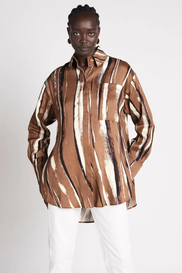 Women Imagine Shirt Neutral Stripe Print Aje Tops
