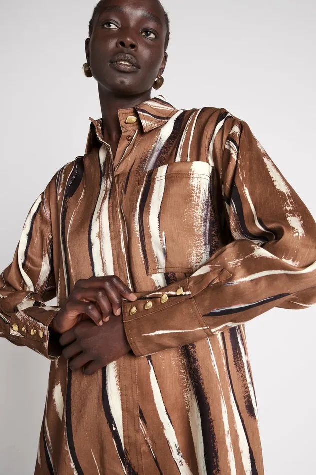 Women Imagine Shirt Neutral Stripe Print Aje Tops