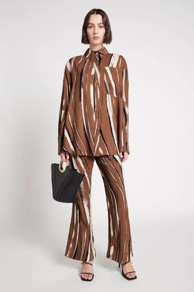 Women Imagine Shirt Neutral Stripe Print Aje Tops
