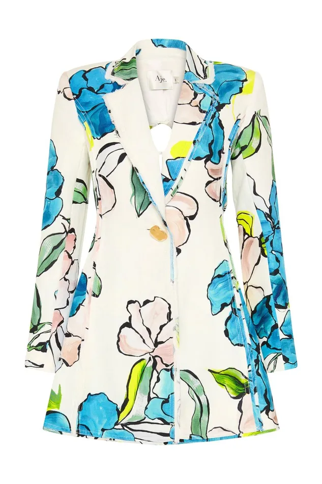 Women Impressionist Tie Back Jacket Cool Camellia Aje Blazers Jackets and Coats