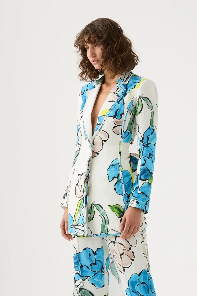 Women Impressionist Tie Back Jacket Cool Camellia Aje Blazers Jackets and Coats