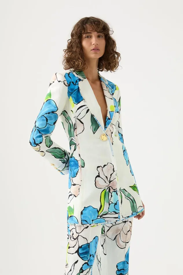 Women Impressionist Tie Back Jacket Cool Camellia Aje Blazers Jackets and Coats