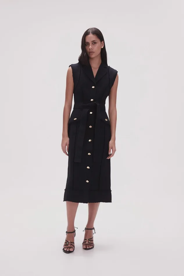Women Isabel Utility Midi Dress Black Aje Dresses