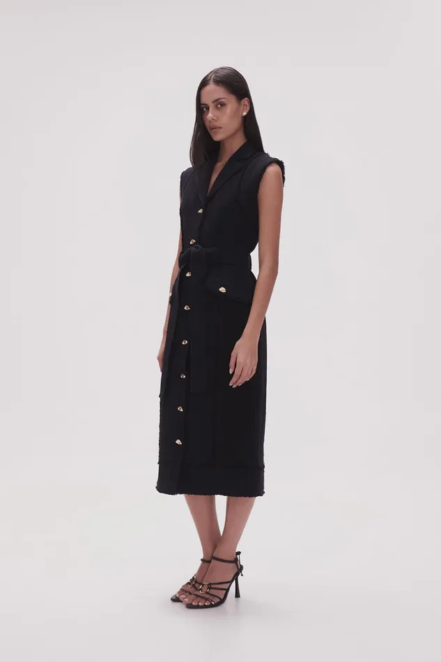 Women Isabel Utility Midi Dress Black Aje Dresses