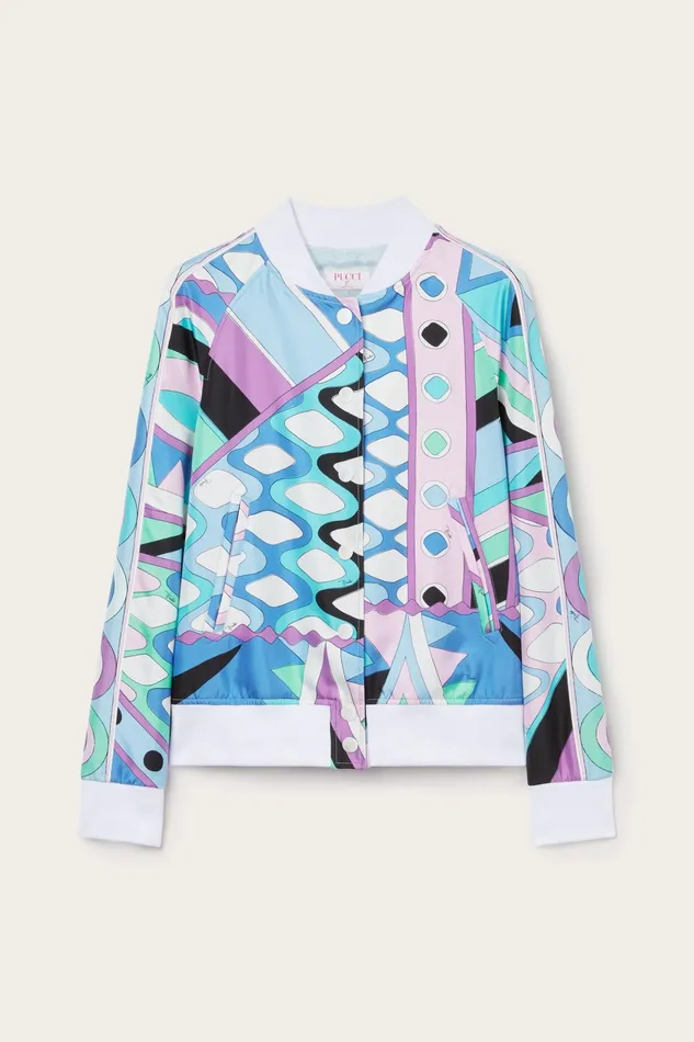 Women Jackets PUCCI VivaraPrint SilkTwill Bomber Jacket