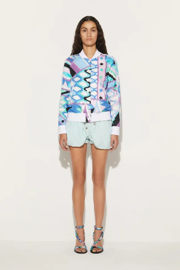 Women Jackets PUCCI VivaraPrint SilkTwill Bomber Jacket