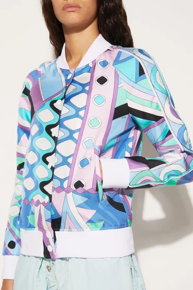 Women Jackets PUCCI VivaraPrint SilkTwill Bomber Jacket
