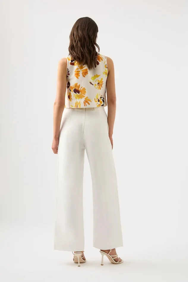 Women Jeanne Pintuck Wide Leg Pant Ivory Aje Pants