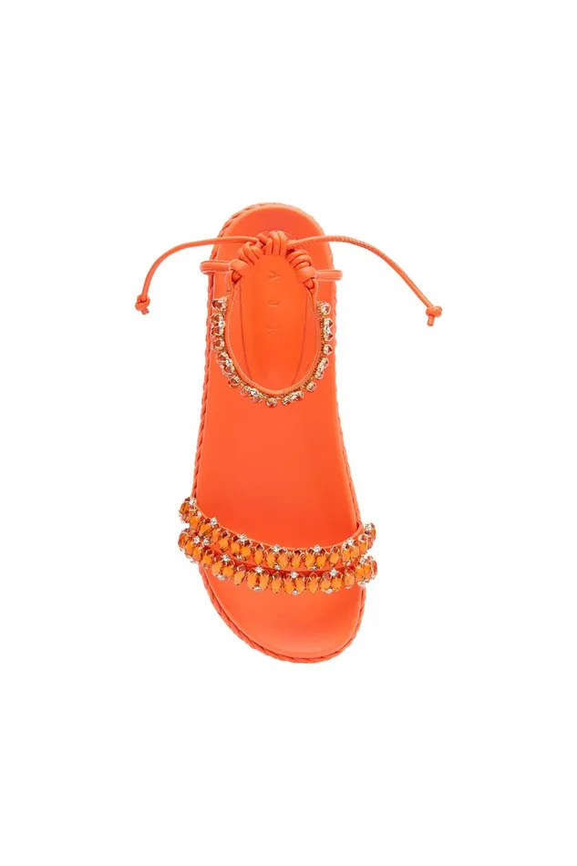 Women Jewel Platform Sandal Orange Aje Shoes