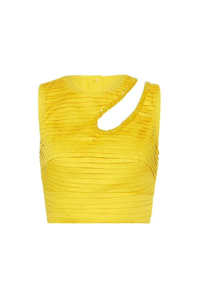 Women Jolie Abstract Cut Out Top Sun Shower Yellow Aje Tops