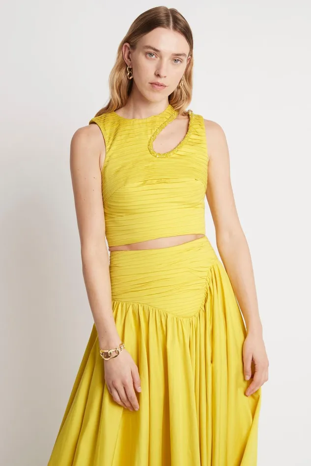 Women Jolie Abstract Cut Out Top Sun Shower Yellow Aje Tops