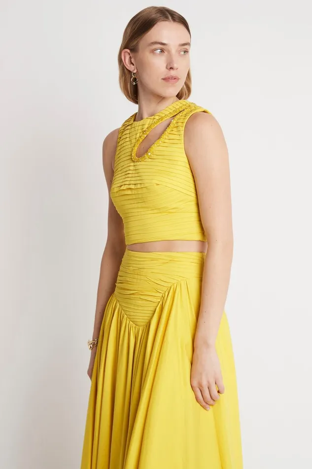 Women Jolie Abstract Cut Out Top Sun Shower Yellow Aje Tops