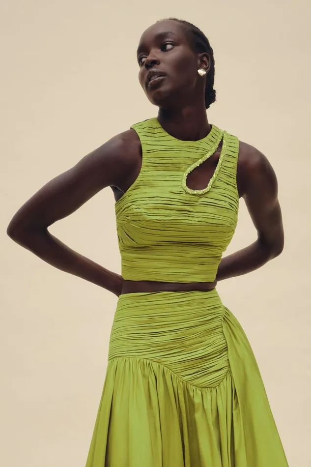 Women Jolie Abstract Cut Out Top Verdant Green Aje Tops